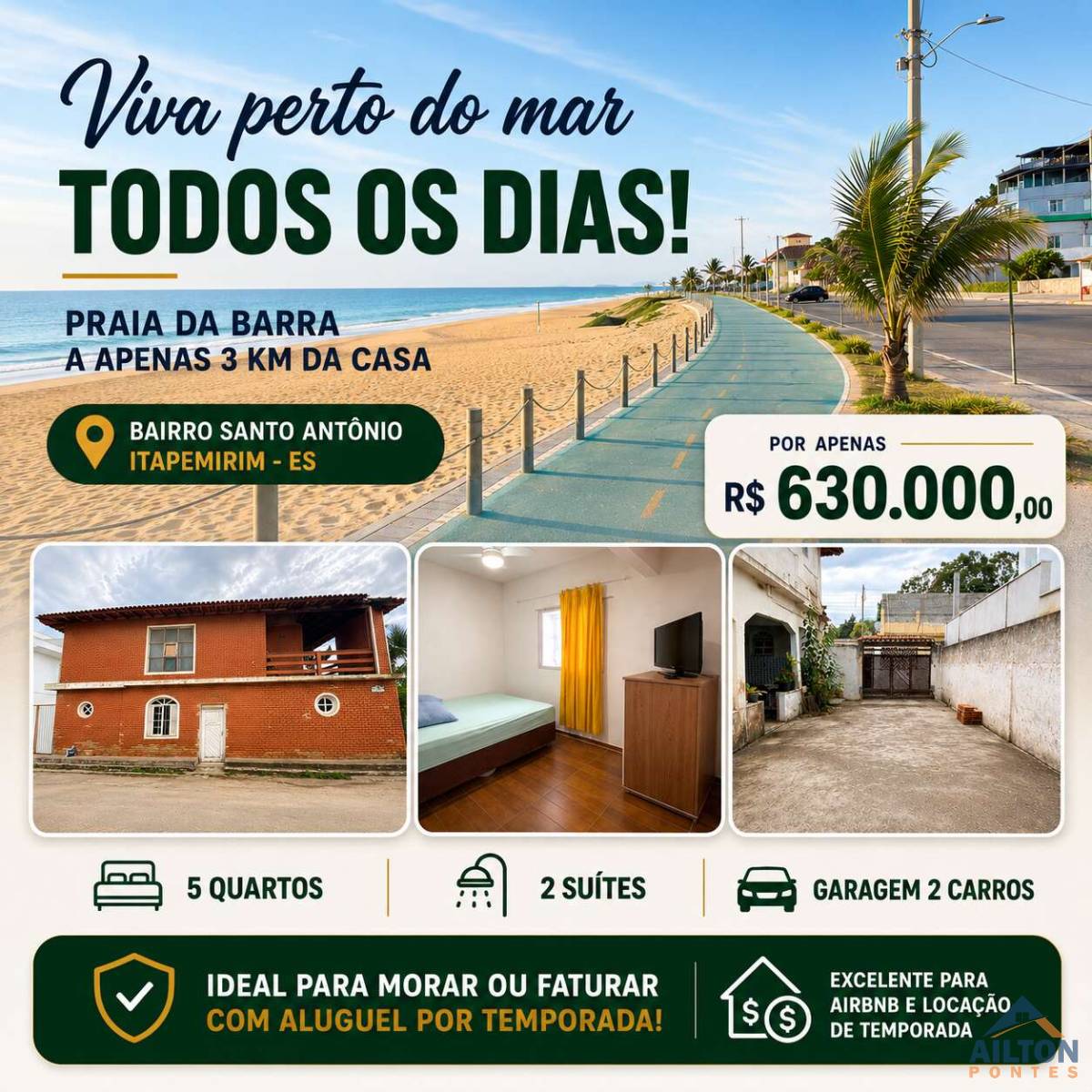  - Casa Duplex  com 5 Quartos à Venda em Santo Antônio - Itapemirim/ES